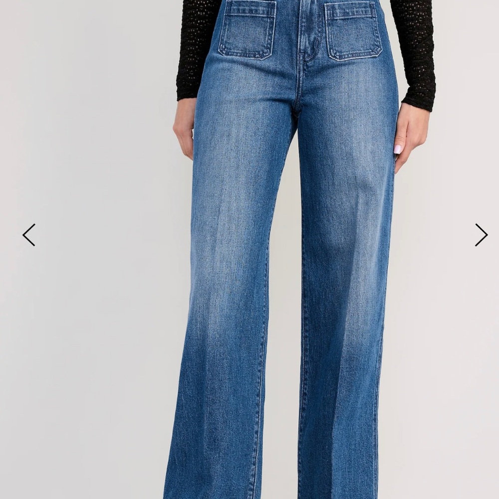 Old Navy Extra High Waisted Trouser Wide Leg Jeans